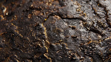 Finally a closeup of a greasy filter reveals a dense fibrous texture with clumps of oil and dirt intertwined. The surface appears matted and sticky with a heavy layer of grime