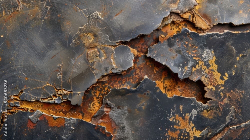 Poster smooth glasslike patches of steel mixed with rough weathered edges create a mesmerizing texture on t