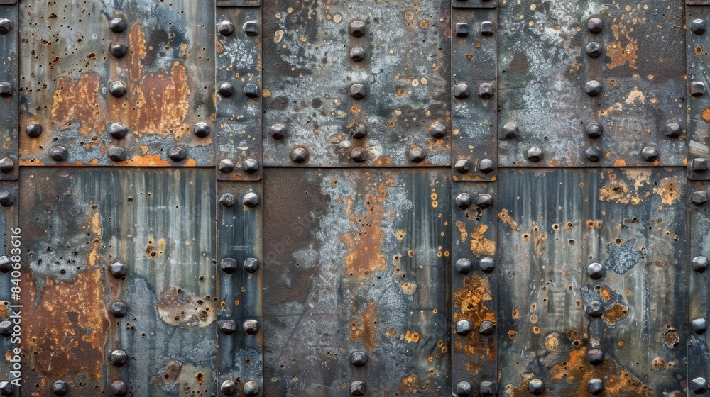 Poster the gritty texture of aged steel plates each rivet weathered from years of use and adding character 