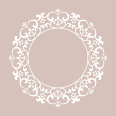 Decorative frame Elegant vector element for design in Eastern style, place for text. Floral pink and white border. Lace illustration for invitations and greeting cards