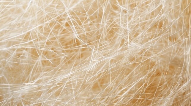 The texture of fiberglass insulation is reminiscent of a web with thin silky threads covering the surface in a tangled pattern