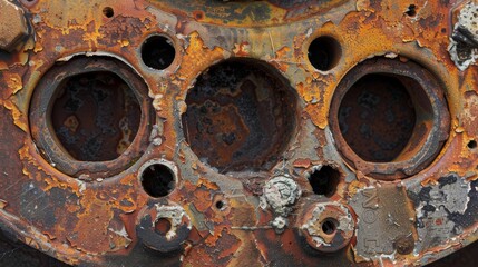 The crevices and creases of this old gasket are filled with dirt and grime giving it a dirty and neglected appearance