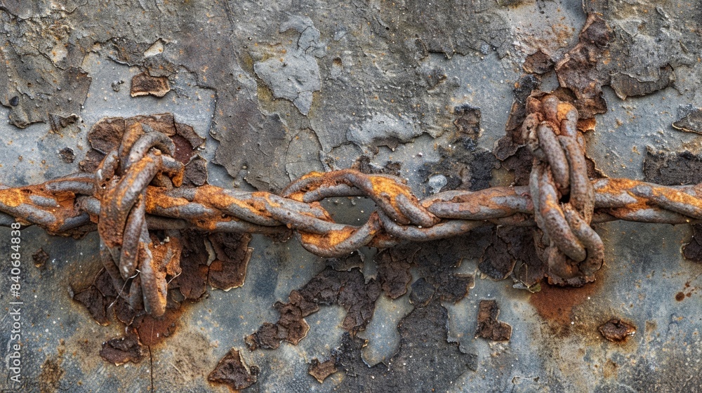 Poster in the crevices of the wire flakes of rust gather creating a gritty textured effect that evokes a se