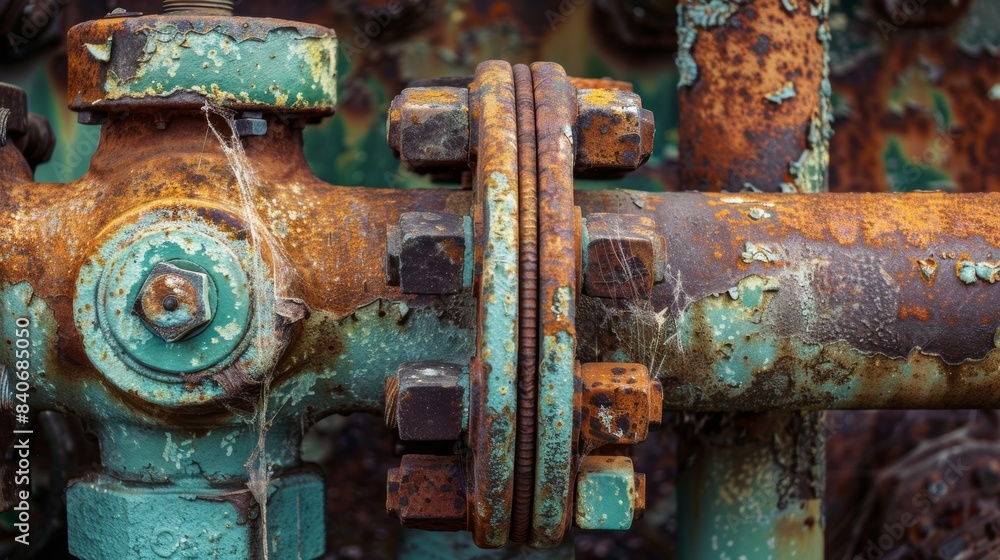 Poster a closeup of a rusty valve with worn down edges exposing the copper pipe attached to it