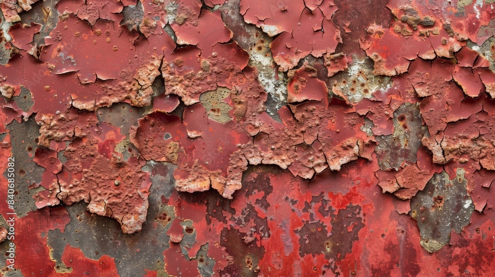Aufkleber rusty and peeling metal surface revealing a mishmash of reds and browns with small dents and scratch