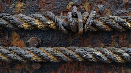A detailed shot of fraying steel ropes their once smooth surface now rough and uneven from years of use