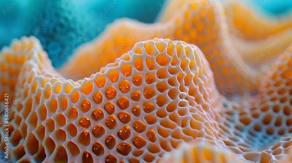 Aufkleber soft spongy foam is covered in a pattern of tiny hexagons resembling a geometric coral reef