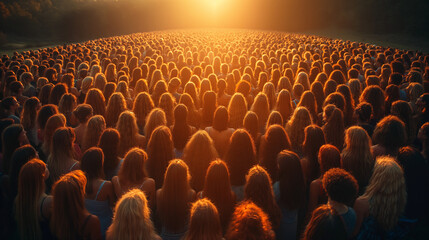 Obraz premium Audience Silhouettes Closeup. many people. organized a group of people. 