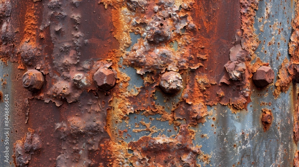 Aufkleber the rust has eaten away at the metal in certain places leaving behind a corroded and uneven texture 