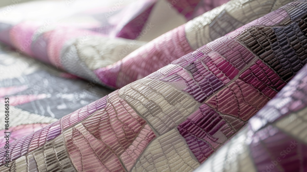 Poster a macro shot of this patterned fabric wallpaper captures the raised texture of the design featuring 