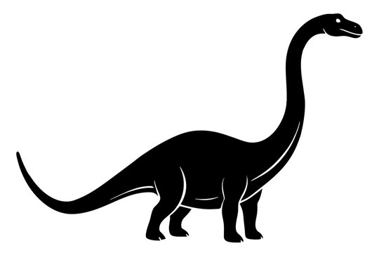 black brachiosaurus silhouette on white background