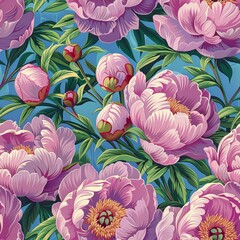 Pink Peonies Blooming in a Lush Garden