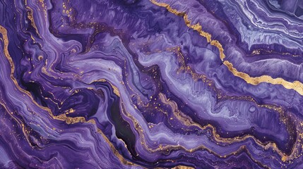 Obraz premium Ultra Violet, the chic hue, blends with the traditional Turkish art of marbling. Ebru, an ancient Eastern drawing technique, creates a fusion of natural elegance.