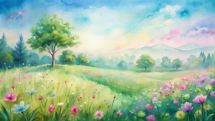 Beautiful wildflower watercolor background