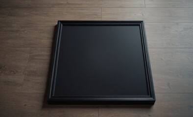 3D-rendered vertical wooden frame mockup showcasing a poster placed on a wooden floor against a white wall backdrop