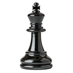 High-quality image of a black chess king piece, perfect for strategic game themes or educational materials, isolated on transparent background.