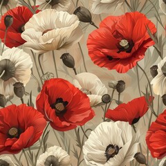 Whimsical Poppy Blooms in a Field of Delicate Colors