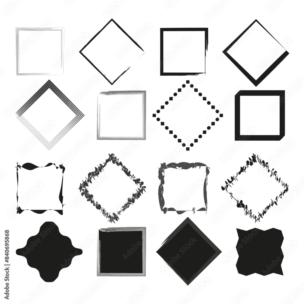 Aufkleber assorted square frames set. diverse borders collection. geometric shapes array. decorative elements 