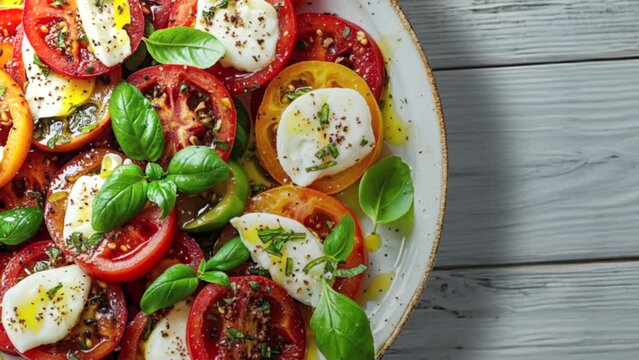 Fresh Caprese Salad with Tomatoes, Mozzarella, and Basil