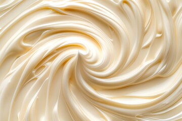 A close-up of a creamy texture in light beige tones, creamy swirl, capturing the smooth and soft texture.