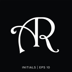 AR letter initials logo template, AR letter initials logo element, AR vector initials logo
