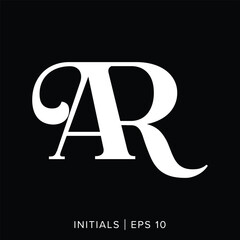 AR letter initials logo template, AR letter initials logo element, AR vector initials logo