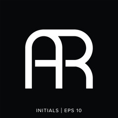 AR letter initials logo template, AR letter initials logo element, AR vector initials logo