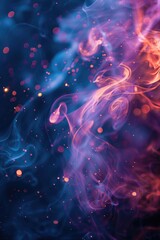 A close-up shot of swirling red and blue smoke