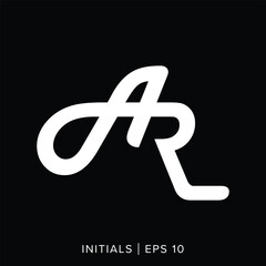 AR letter initials logo template, AR letter initials logo element, AR vector initials logo