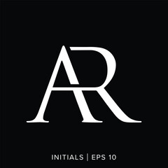AR letter initials logo template, AR letter initials logo element, AR vector initials logo