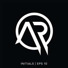 AR letter initials logo template, AR letter initials logo element, AR vector initials logo