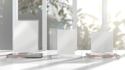 Three small white boxes placed on a table, ready for use or display