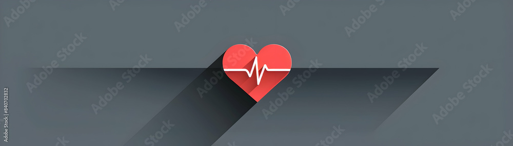 Poster flat design heartbeat icon on white background with copy space: vector image ideal for heart health 