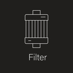 Car Filter Icon - Engine Part, Automotive Component, and Filter Vector Graphic.