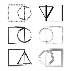 Abstract geometric frames. Decorative vector shapes. Black and white designs. Artistic border elements.