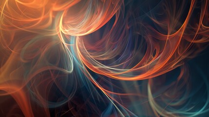 Digital abstract background with swirling lines of light and translucent layers, giving a sense of depth and movement in a high-tech environment