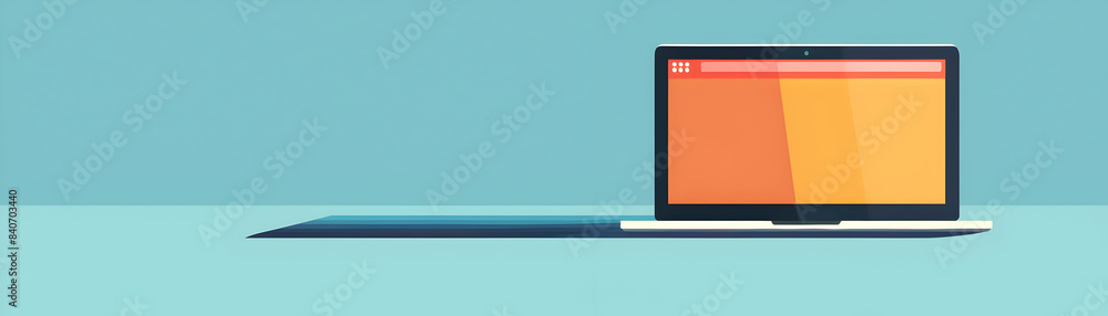 Poster flat design laptop icon with copy space on blue background vector image ideal for business and techn