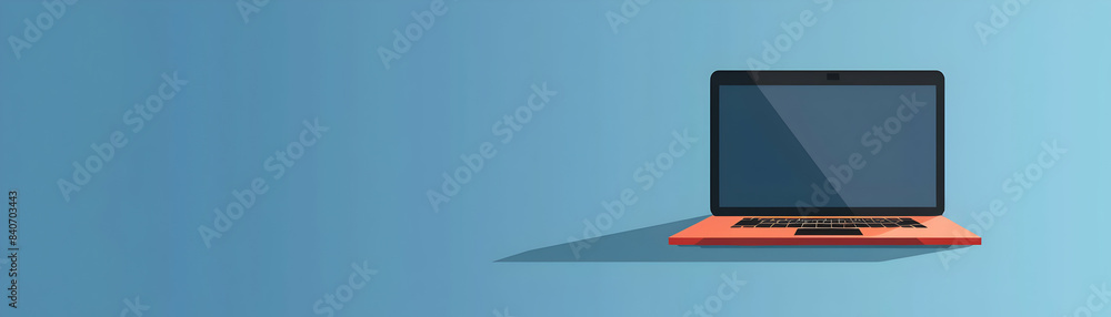 Poster a vector image of a laptop icon with generous copy space on blue background, ideal for business tech