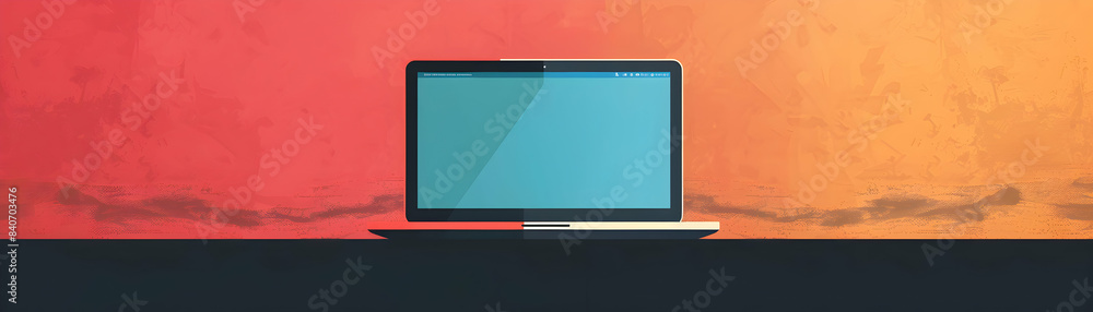 Aufkleber flat design laptop icon with copy space on tech themed background vector image ideal for technology 