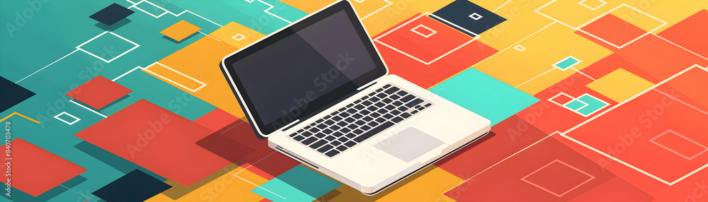 Poster modern laptop icon on tech background with copy space ideal for technology and business visuals