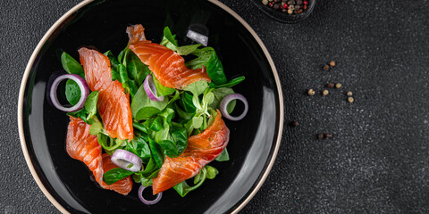 salmon salad appetizer meal food snack on the table copy space food background rustic top view keto or paleo diet vegetarian food