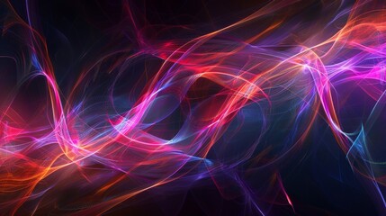 Hi-tech fractal waves with luminous lines and interconnected circuits, forming a sophisticated and visually striking abstract background