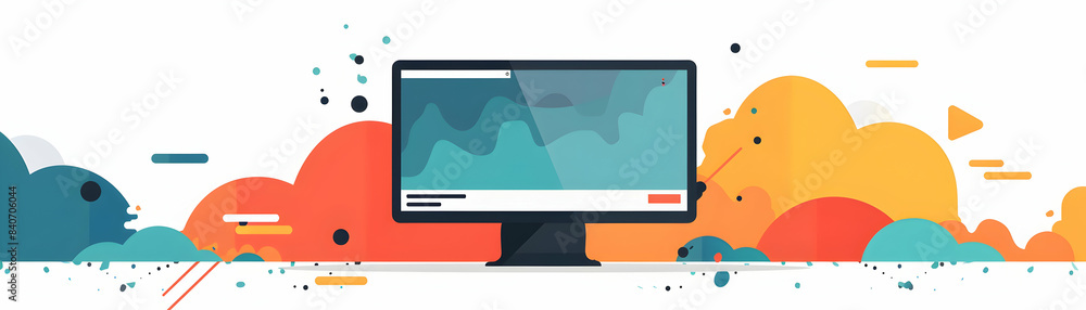 Poster flat design of presentation screen icon with copy space on white background ideal for business prese