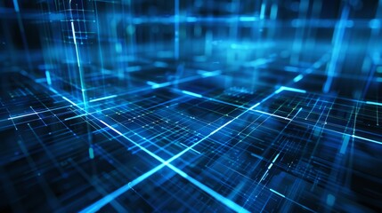 Obraz premium Geometric technology grid with luminous lines and dynamic motion, offering a visually striking and modern abstract background
