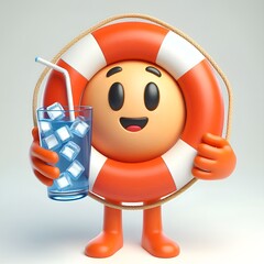 Naklejka premium 3d mascot red lifebuoy
