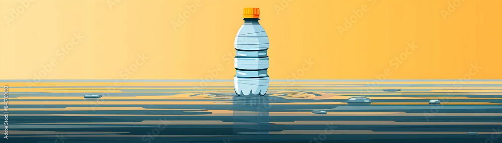Poster flat design water bottle icon with copy space on minimalist background vector image for hydration an