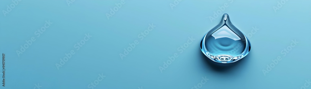Poster flat design water drop icon with copy space on minimalist background for hydration and wellness them