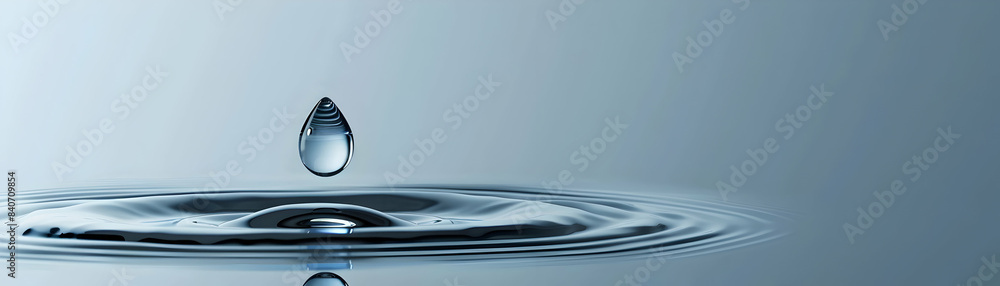 Poster water drop icon in flat design on minimalist background with copy space ideal for hydration and well