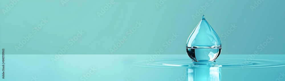 Poster flat design water drop icon with copy space on minimalist background vector image perfect for hydrat