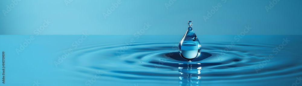 Poster flat design water drop icon with copy space on minimalist background vector image for hydration and 
